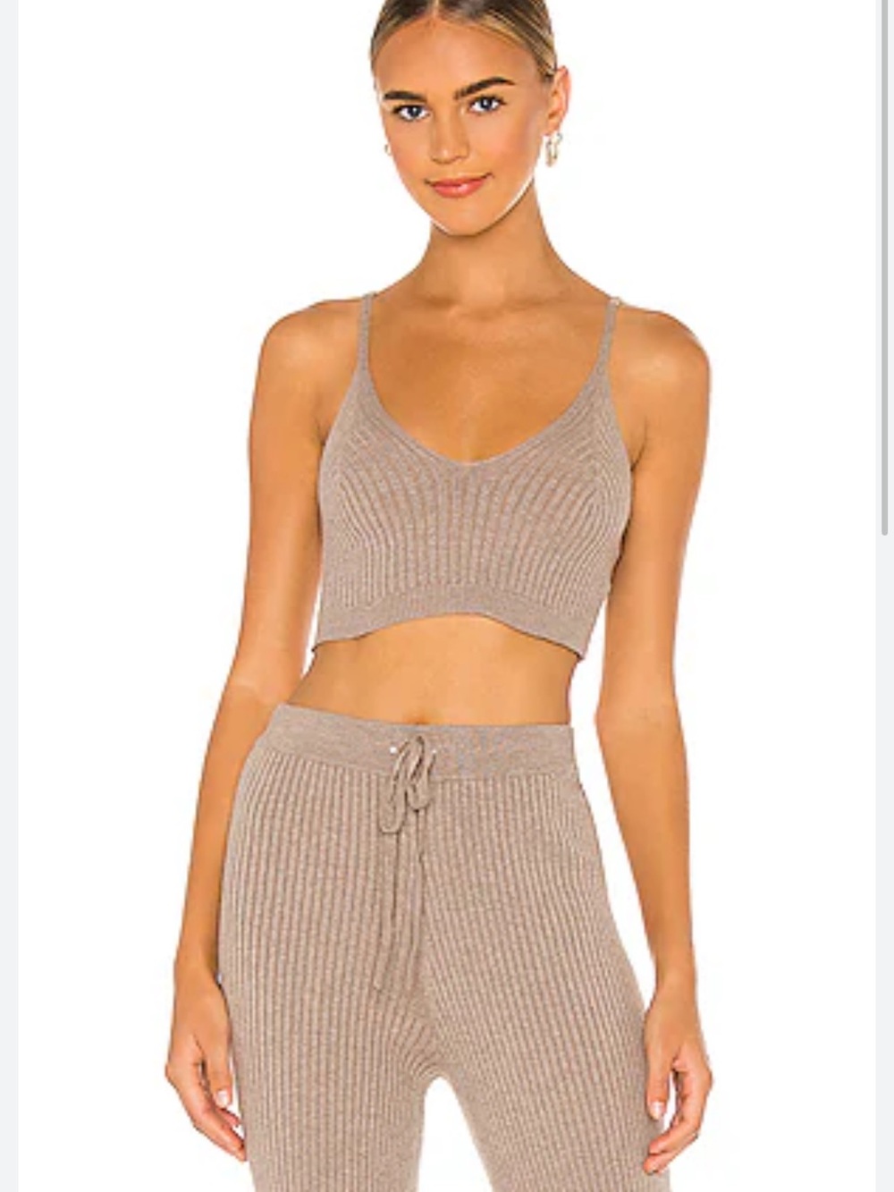 Lovers + Friends Inca Ribbed Knit Top/ Pants Set- Taupe